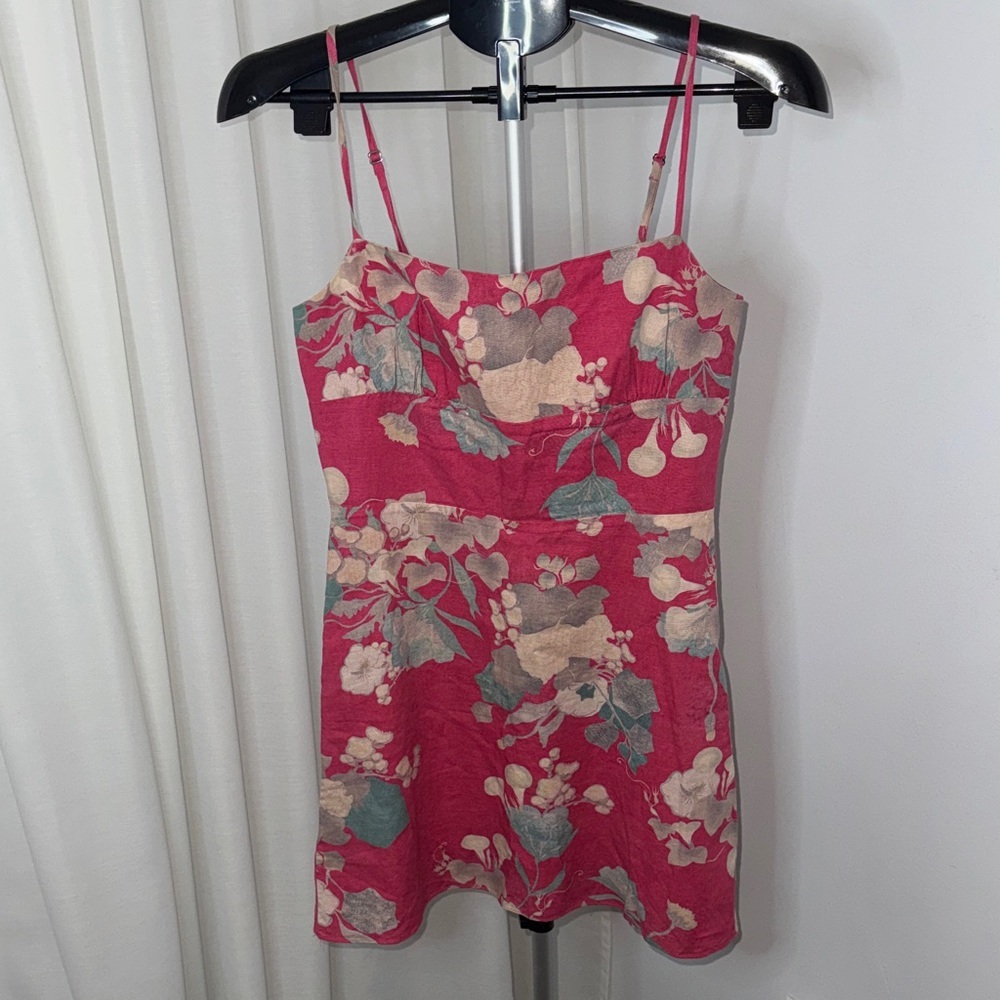 Sunday Best By Aritzia Mini Dress Floral Linen Cotton Blend Sz Small Summer - Picture 2 of 7